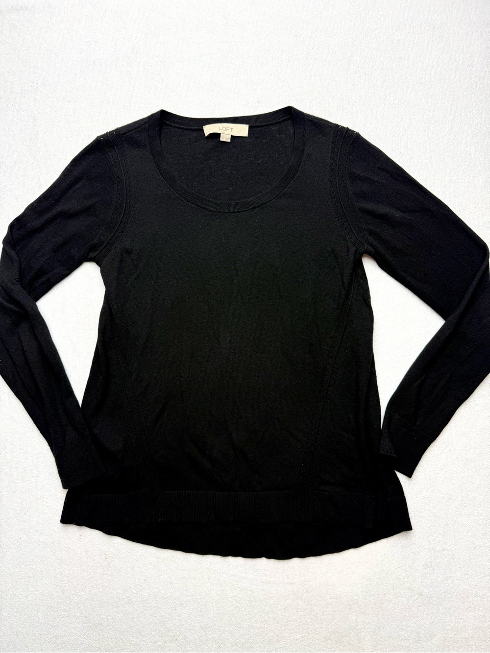 LOFT Black Long Sleeve Scoop Neck Top